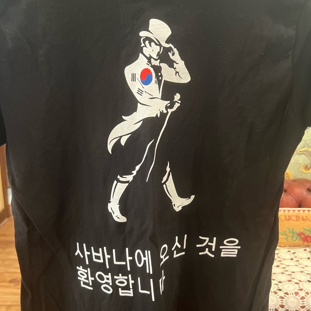 Johnnie Walker Black Short-Sleeve Tee with White Graphic and Red-Blue Emblem